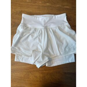 Spanx Women's High Waisted Get Moving Active Shorts W/Built-in Liner White Small